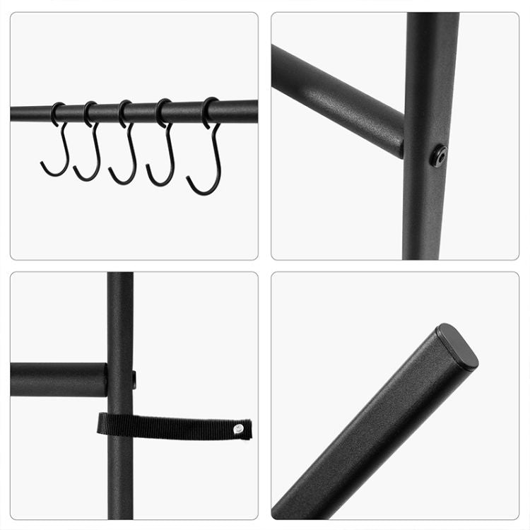 HOOBRO Blanket Ladder, Towel Rack, 5-Tier Ladder Shelf, Decorative Wall Leaning Ladder Rack, 5 Hooks, Blanket Holder, Display Rack for Bathroom