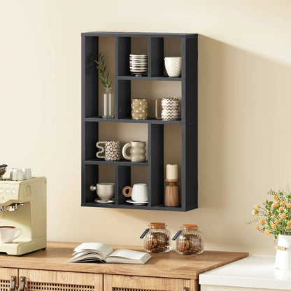 HOOBRO Wall Mounted 9-Compartment Display Shelf Wooden Perfume Organizer