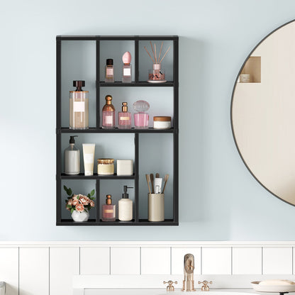 HOOBRO Wall Mounted 9-Compartment Display Shelf Wooden Perfume Organizer
