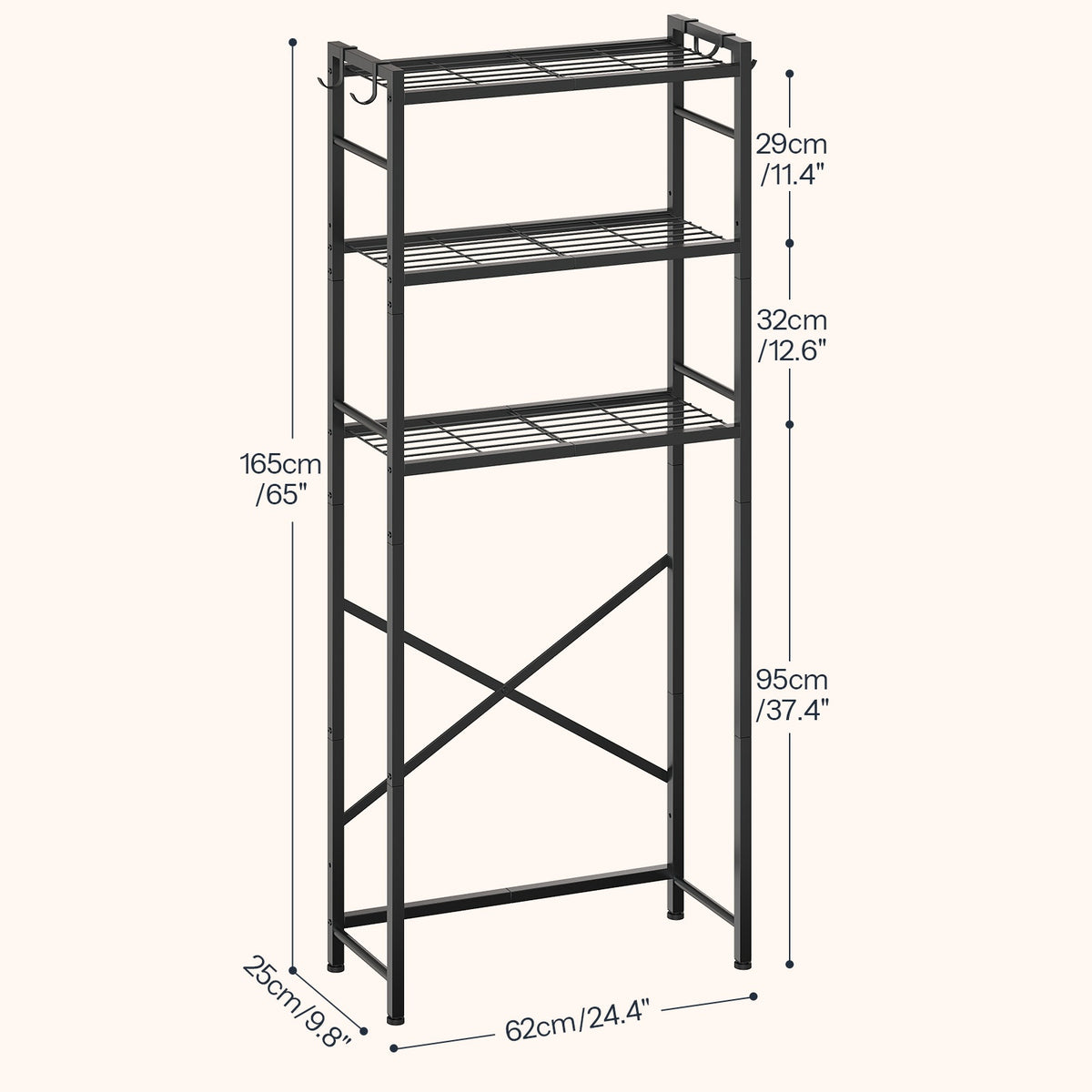 HOOBRO 3-Tier Over the Toilet Storage Rack, Bathroom Space Saver Organizer