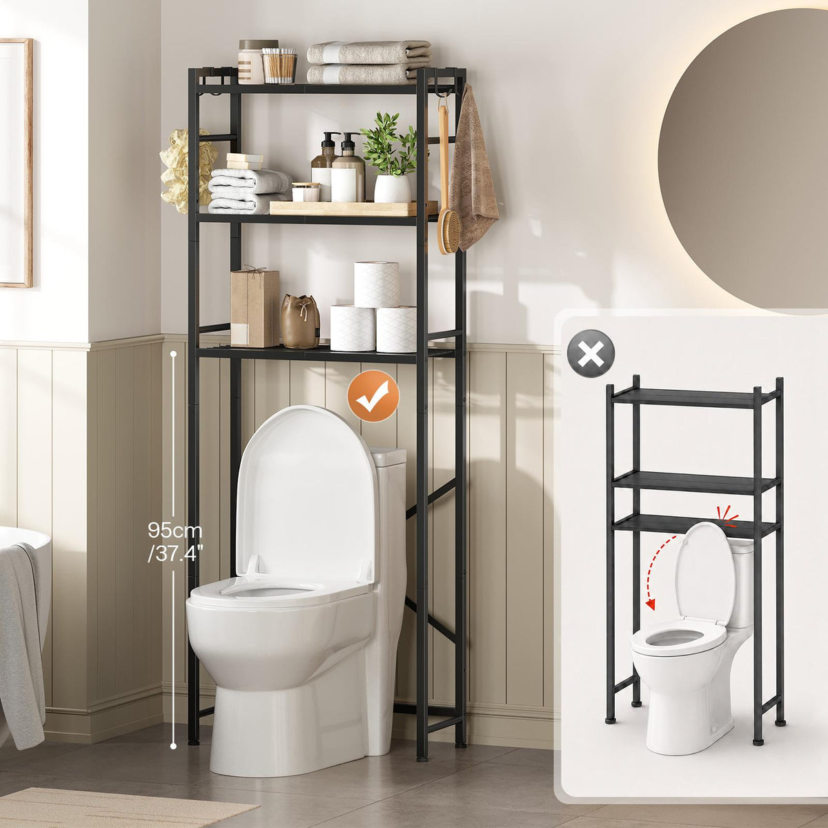 HOOBRO 3-Tier Over the Toilet Storage Rack, Bathroom Space Saver Organizer