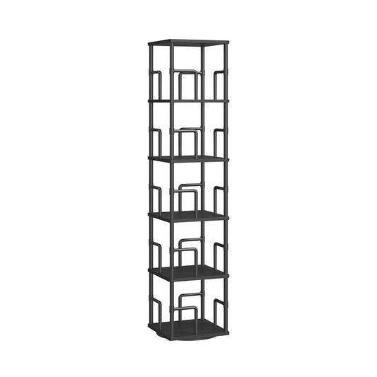 HOOBRO 5-Tier Rotating Bookshelf, Freestanding Corner Bookshelf, for Living Room, Bedroom, Study, Black
