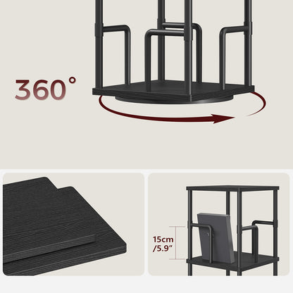 HOOBRO 5-Tier Rotating Bookshelf, Freestanding Corner Bookshelf, with Rails, for Living Room, Bedroom, Study, Black