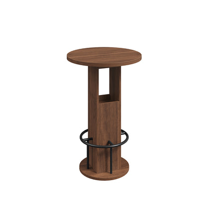 HOOBRO Round Bar Table, 35.6" H Bistro Pub Table with Footrest