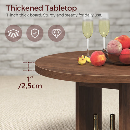 HOOBRO Round Bar Table, 35.6" H Bistro Pub Table with Footrest