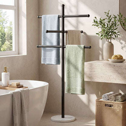 HOOBRO Freestanding Towel Rack with Heavy Duty Marble Base for Bathroom & Pool