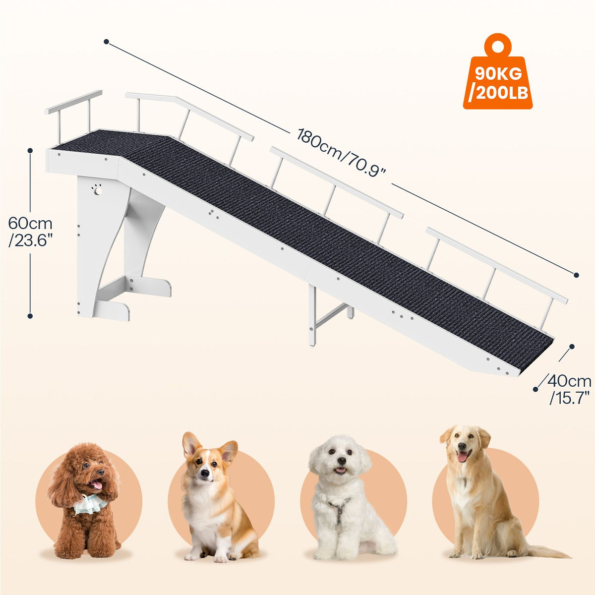 HOOBRO Heavy Duty Wooden Dog Ramp with Safety Guardrails for High Beds