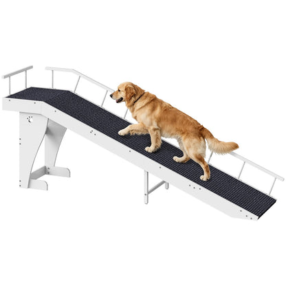 HOOBRO Heavy Duty Wooden Dog Ramp with Safety Guardrails for High Beds