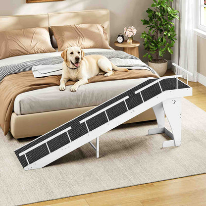 HOOBRO Heavy Duty Wooden Dog Ramp with Safety Guardrails for High Beds