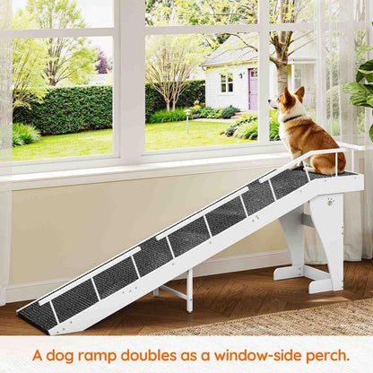 HOOBRO Heavy Duty Wooden Dog Ramp with Safety Guardrails for High Beds
