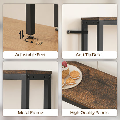 HOOBRO Narrow Console Table with Outlets, 70.9" Sofa Table Narrow Long Rustic,for Living Room, Hallway, Brown
