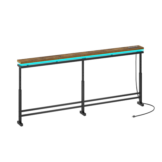 HOOBRO Behind Couch Table with LED Lights, Narrow Console Table with Adjustable Height