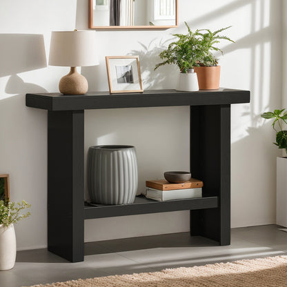 HOOBRO Modern Console Table, 39.4" Black Rectangular Entryway Table