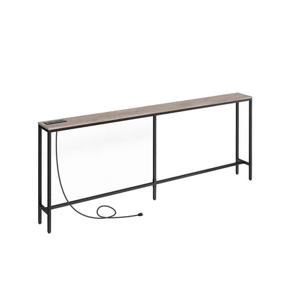 HOOBRO Console Table with Power Outlet, Industrial Entryway Table with USB Ports, Behind Couch for Entryway, Hallway, Foyer, Living Room, Greige