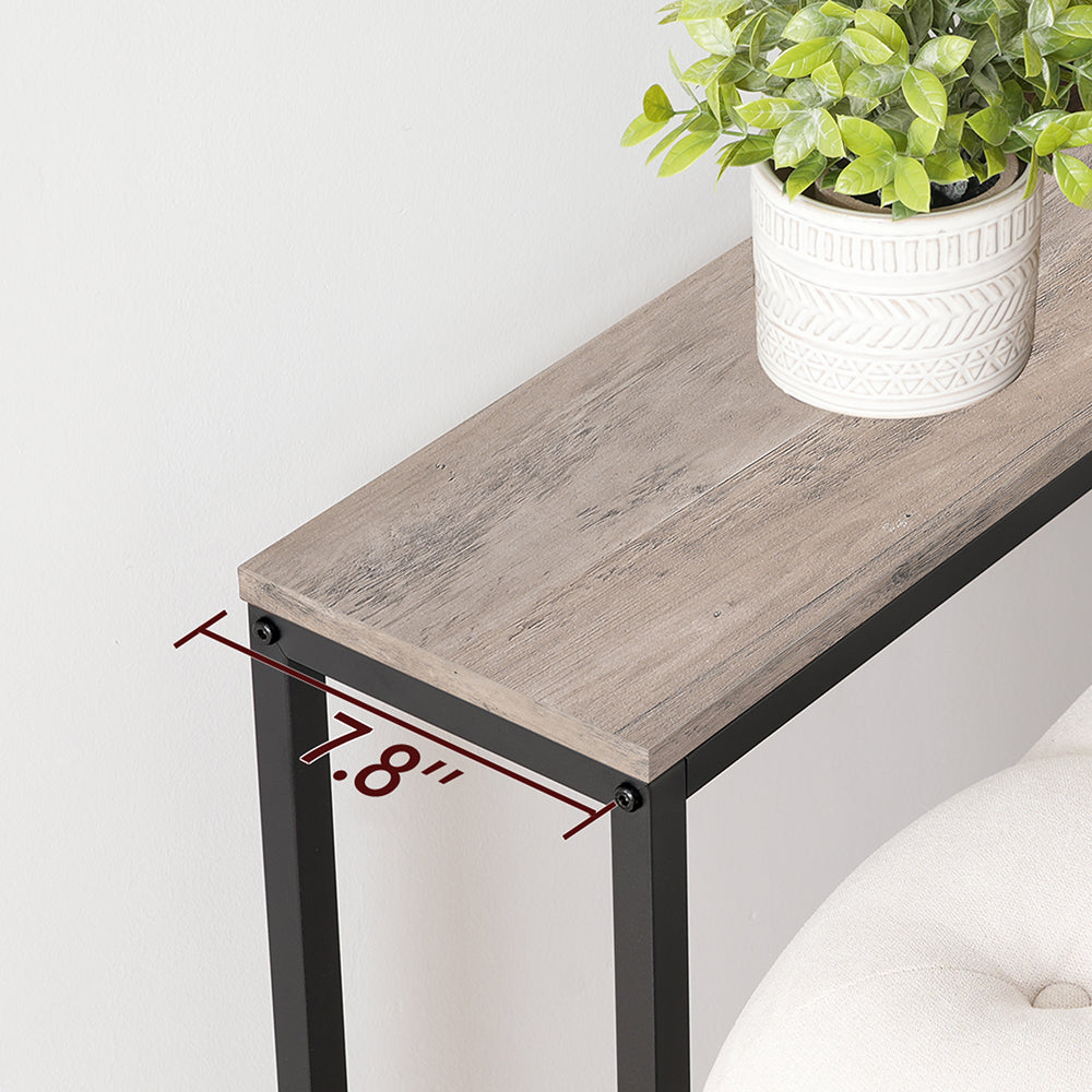 HOOBRO Console Table with Power Outlet, Industrial Entryway Table with USB Ports, Behind Couch for Entryway, Hallway, Foyer, Living Room, Greige
