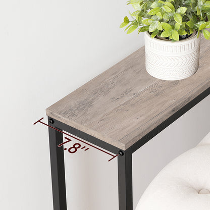 HOOBRO Console Table with Power Outlet, Industrial Entryway Table with USB Ports, Behind Couch for Entryway, Hallway, Foyer, Living Room, Greige