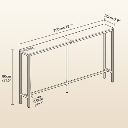 HOOBRO 70.9" Console Table with Power Outlet, Sofa Table Behind Couch