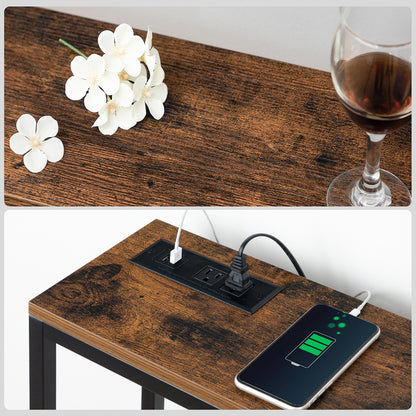 HOOBRO 70.9" Console Table with Power Outlet, Sofa Table Behind Couch