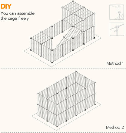 Diagram showing two methods to assemble a DIY wire cage.