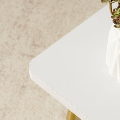 HOOBRO Side Table with Charging Station, Small White Table End Table for Home Decor in Living Room, Bedroom, Balcony White and Gold