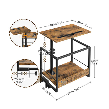 HOOBRO Bedside Shelf, Bunk Bed Shelf with Storage and 360° Rotating, Clip-on Loft & Bunk Bed Tray Shelf, Nightstand for College Dorm Room, Apartment, Rustic Brown and Black