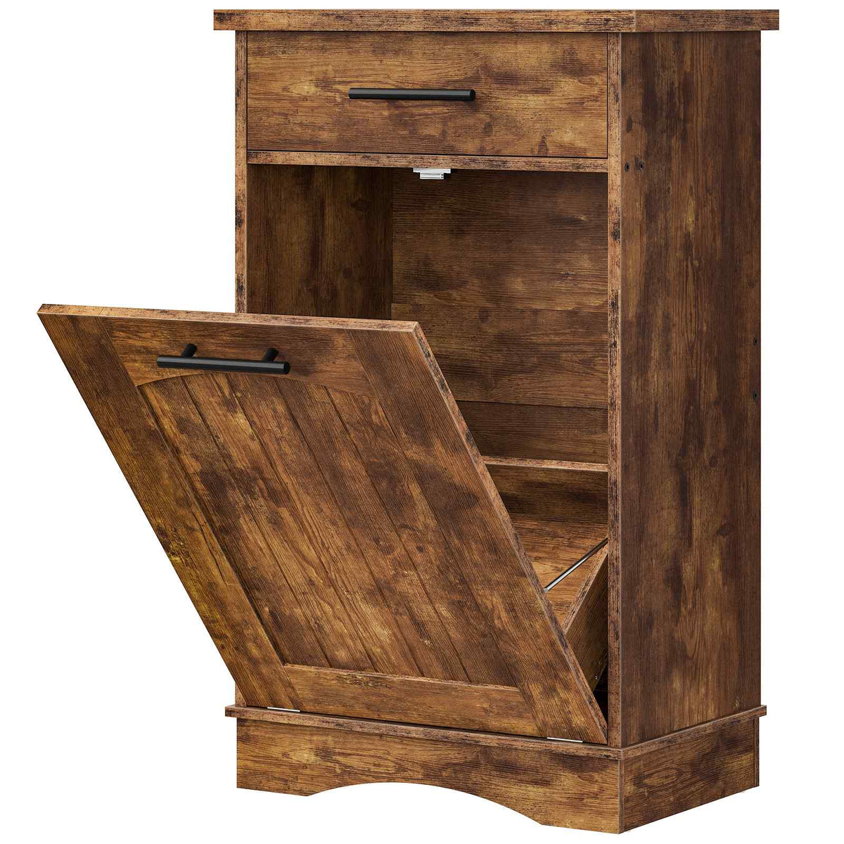 HOOBRO Tilt-Out Trash Can Cabinet with Storage Drawer, Wooden Laundry Hamper