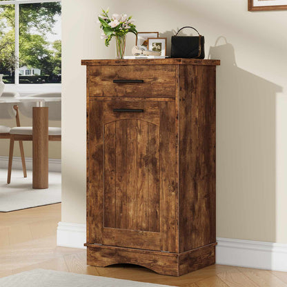 HOOBRO Tilt-Out Trash Can Cabinet with Storage Drawer, Wooden Laundry Hamper