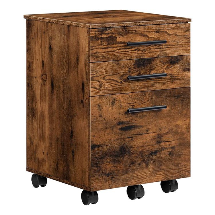 HOOBRO File Cabinet, 3 Drawers Wooden Filing Cabinet, Rolling Office Cabinet for A4/Letter Size, Under Desk Cabinet, Office Storage Drawers, Hanging File Folders
