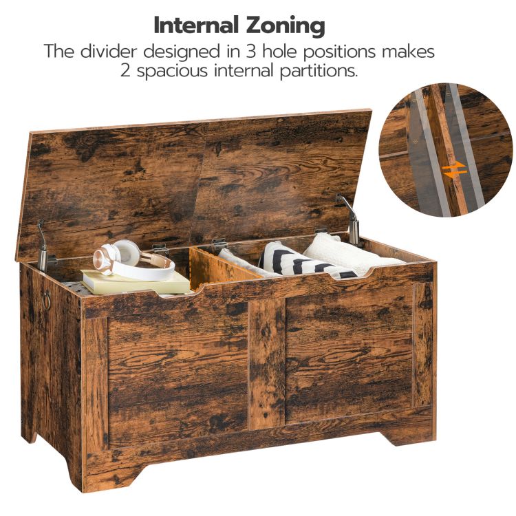 HOOBRO Storage Chest with 2 Lids, 39.4 in Storage Bench, Storage Trunk with Internal Divider, Shoe Bench, for Entryway, Living Room, Bedroom