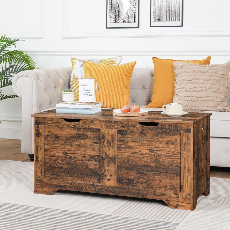 HOOBRO Storage Chest with 2 Lids, 39.4 in Storage Bench, Storage Trunk with Internal Divider, Shoe Bench, for Entryway, Living Room, Bedroom