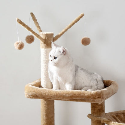 HOOBRO Cat Tree with Litter Box Enclosure for Indoor Cats, Wooden Cat Condo with Scratching Posts, Cat Litter Box Furniture Hidden, All-in-One Cat Toy with Cat House