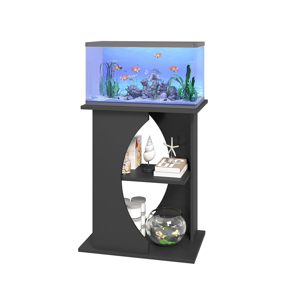 HOOBRO 10 Gallon Fish Tank Stand, Wooden Aquarium Stand with 3-Tier Storage Shelves, Heavy Duty Turtle Reptile Terrarium Tank Stand for Home Office, Black