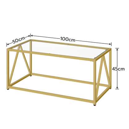HOOBRO Glass Coffee Table, Black Coffee Tables for Living Room, Glass Coffee Table,1 Layer Center Table, Modern, for Apartment, Office, 39.4 x 19.7 x 17.7 Inches, Easy Assembly