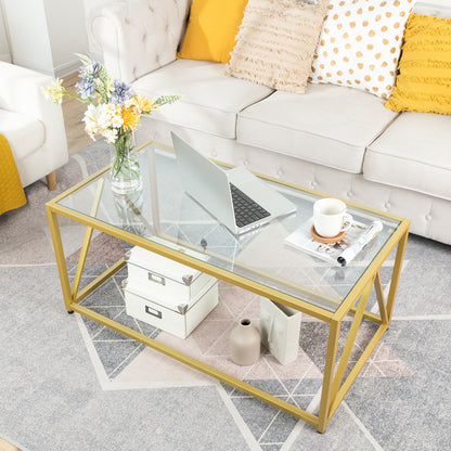 HOOBRO Glass Coffee Table, Black Coffee Tables for Living Room, Glass Coffee Table,1 Layer Center Table, Modern, for Apartment, Office, 39.4 x 19.7 x 17.7 Inches, Easy Assembly