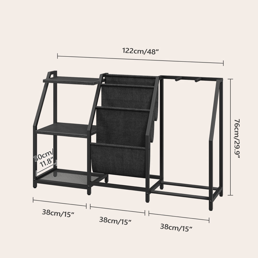 HOOBRO Guitar Stand, Guitar Rack for 3 Acoustic Guitar, Bass, Electric Guitar, Ukulele, Banjo, Turntable, Vinyl Records and Amp Accessories, for Music Studios, Black