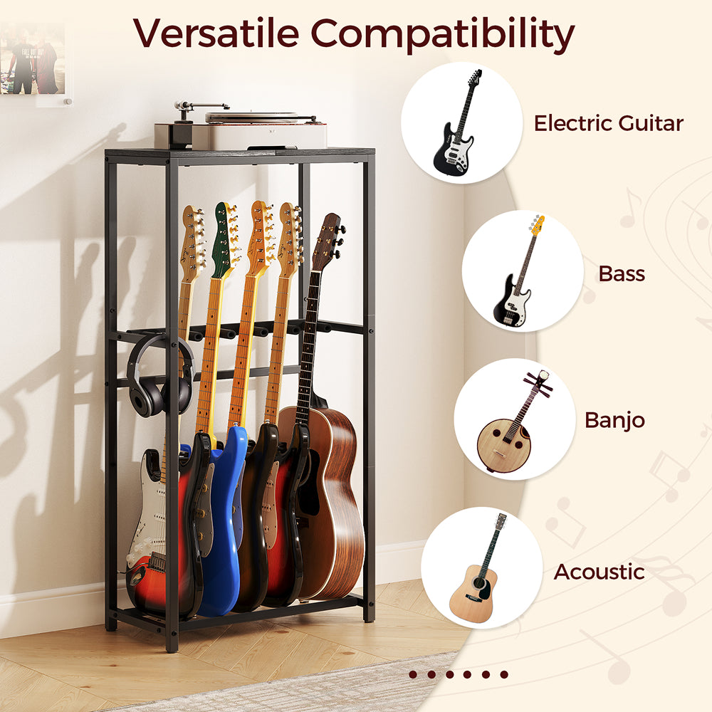 HOOBRO Guitar Stand, Guitar Rack for Acoustic Holder, Electric Guitar, Bass, Multiple Guitar Rack Holder,Black