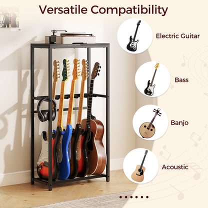 HOOBRO Guitar Stand, Guitar Rack for Acoustic Holder, Electric Guitar, Bass, Multiple Guitar Rack Holder,Black
