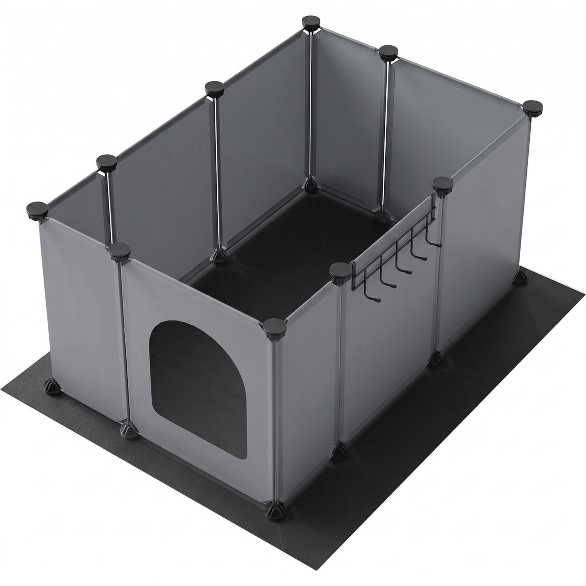 HOOBRO DIY Cat Litter Box Enclosure Playpen with Waterproof Mat and Hooks