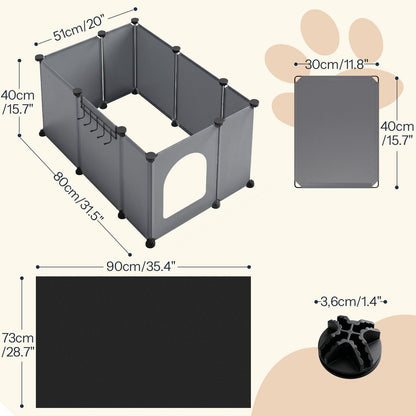 HOOBRO DIY Cat Litter Box Enclosure Playpen with Waterproof Mat and Hooks