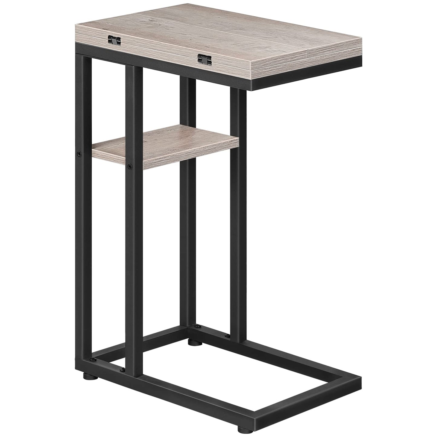 HOOBRO C-Shape Folding End Table with Storage Pocket