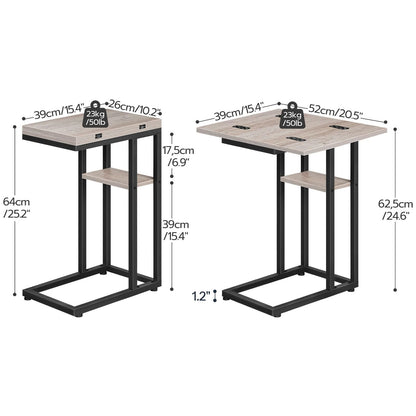 HOOBRO C-Shape Folding End Table with Storage Pocket