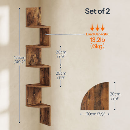 Wooden wall shelf set with measurements and load capacity on a neutral background