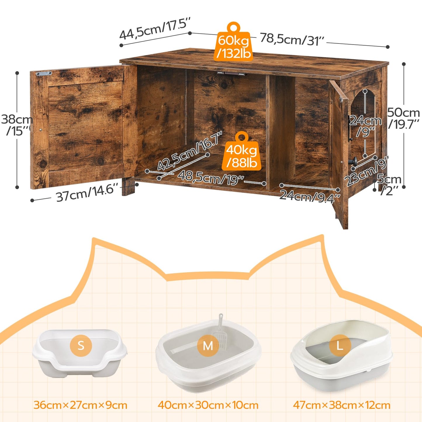 HOOBRO Cat Litter Box Enclosure with Hidden Compartment