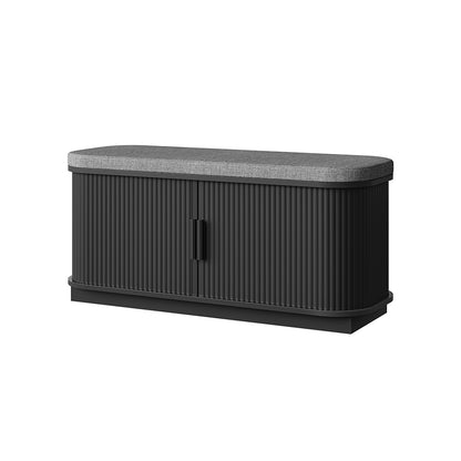 HOOBRO Shoe Bench, 3-Tier Shoe Rack, Entryway Bench with Storage and Cushion, for Hallway, Foyer, Bedroom, Black