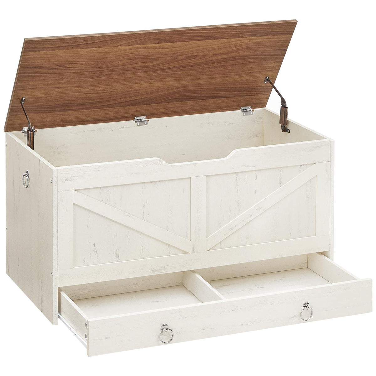 HOOBRO Wooden Toy Box Storage Trunk with Lift Top and Bottom Drawer