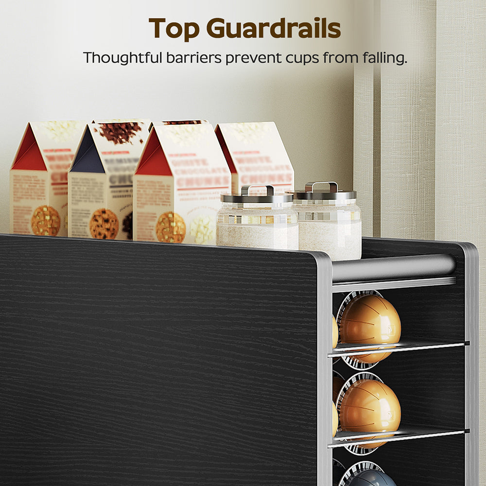 HOOBRO Coffee Pod Drawer Holder, 72 Pods Large Capacity, Compatible with Nespresso Vertuo Pods, Black