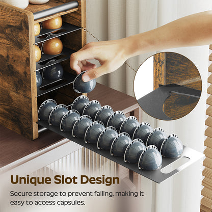 HOOBRO Coffee Pod Drawer Holder, 72 Pods Large Capacity, Compatible with Nespresso Vertuo Pods, Coffee Pod Organizer for Countertop, Space Saving, Rustic Brown