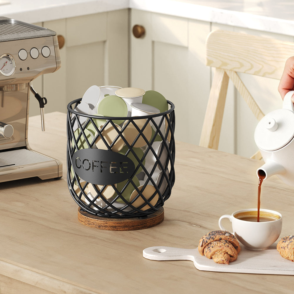HOOBRO Coffee Pod Holder Organizer, Compatible with K Cup & Nespresso Vertuo Pods, for Kitchen Countertop, Rustic Brown