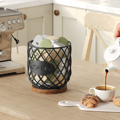 HOOBRO Coffee Pod Holder Organizer, Compatible with K Cup & Nespresso Vertuo Pods, for Kitchen Countertop, Rustic Brown