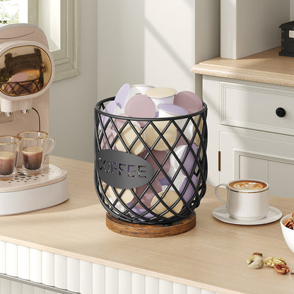 HOOBRO Coffee Pod Holder Organizer, Compatible with K Cup & Nespresso Vertuo Pods, for Kitchen Countertop, Rustic Brown